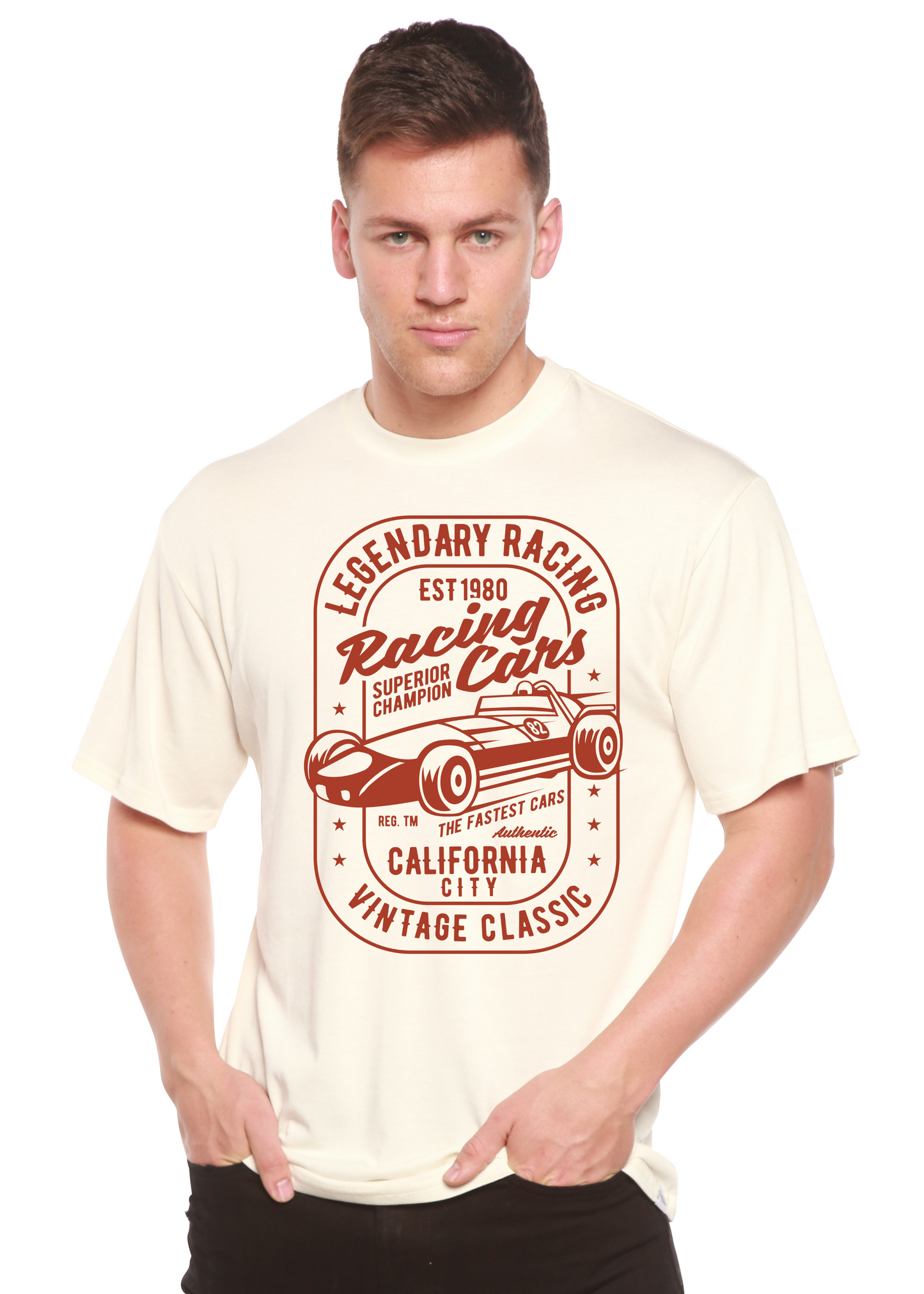 Legendary Racing Cars Men's Bamboo Viscose/Organic Cotton Short Sleeve Graphic T-Shirt