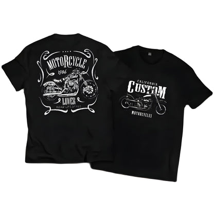 Retro and Vintage Graphic Cotton T-shirt Unisex For Biker