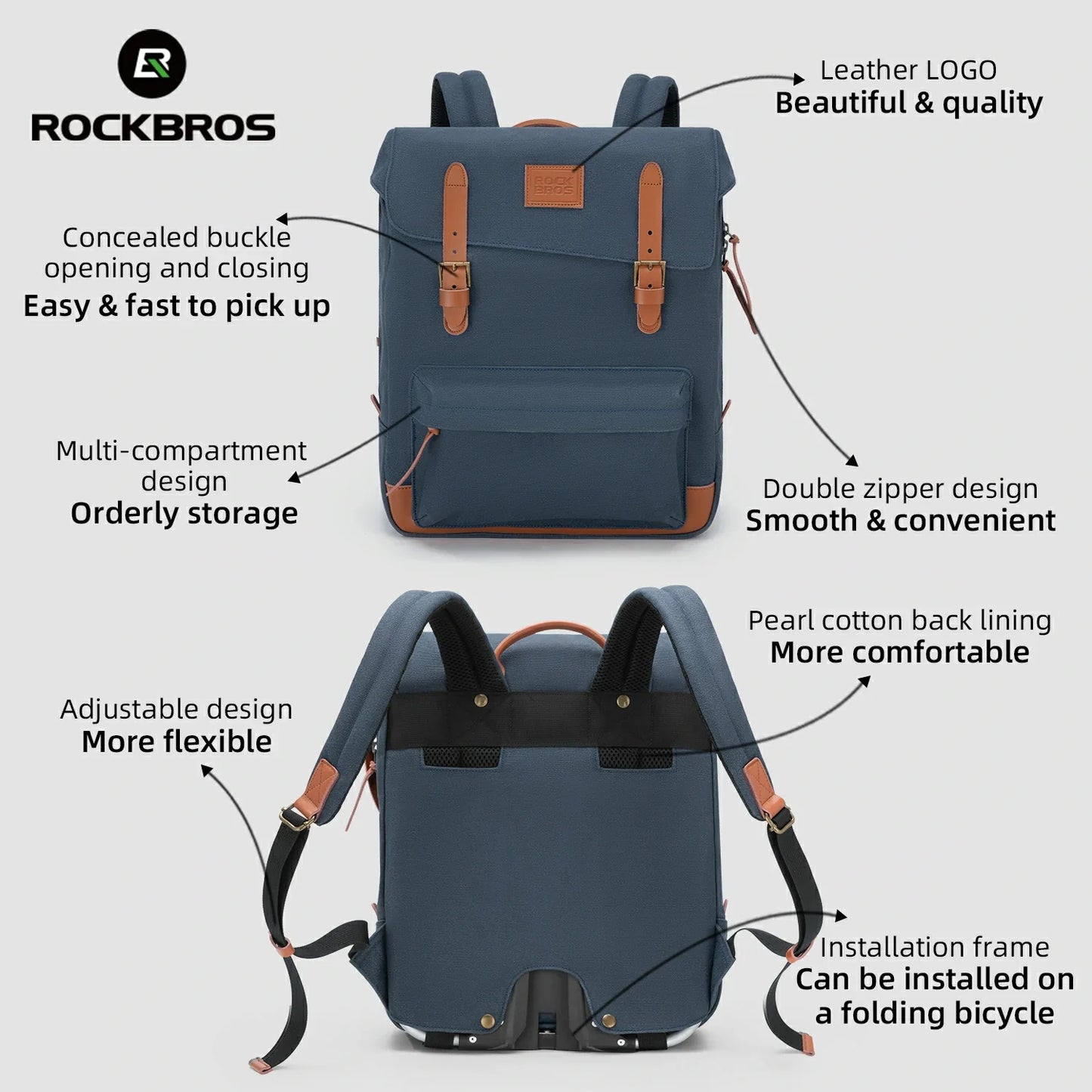 ROCKBROS Fashion Vintage Folding Bike Backpack