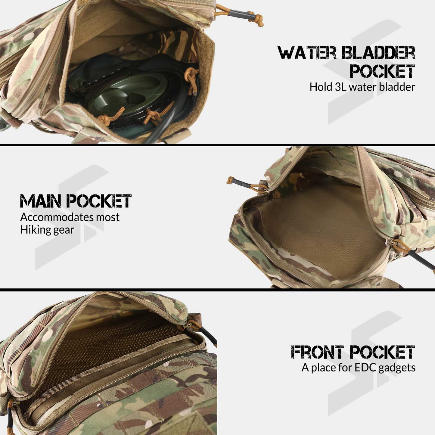 Tactical Molle Hydration Pack 3L Hydration Carrier Pack Water Reservoir Bag