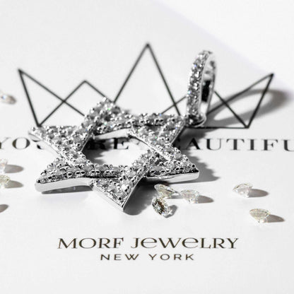 Jewish Magen Star Of David Pendant - Solid 925 Sterling Silver Men's Jewelry