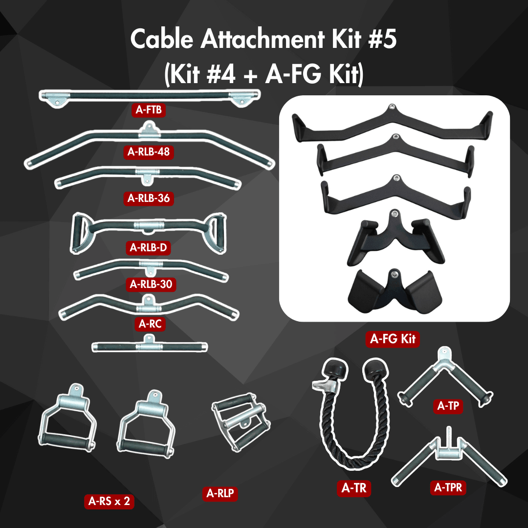 Ultimate Cable Attachment Kit - Cable Attachment Kit #5 - Muscle D Fitness - Lat Bar Double Handle Kit
