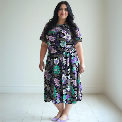 CANCELLED Pastel Goth Fit-and-Flare Short Midi Dress with Pockets - High-quality Handcrafted Vibrant Dresses
