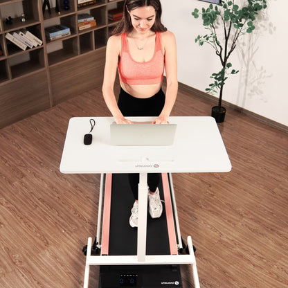 DeerRun A5 Pro Smart 2 in 1 Folding Treadmill Pink with Handrail, 300Lbs