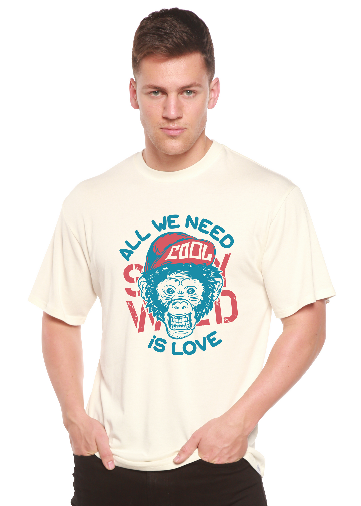 All We Need is Love Men's Bamboo Viscose/Organic Cotton Short Sleeve Graphic T-Shirt