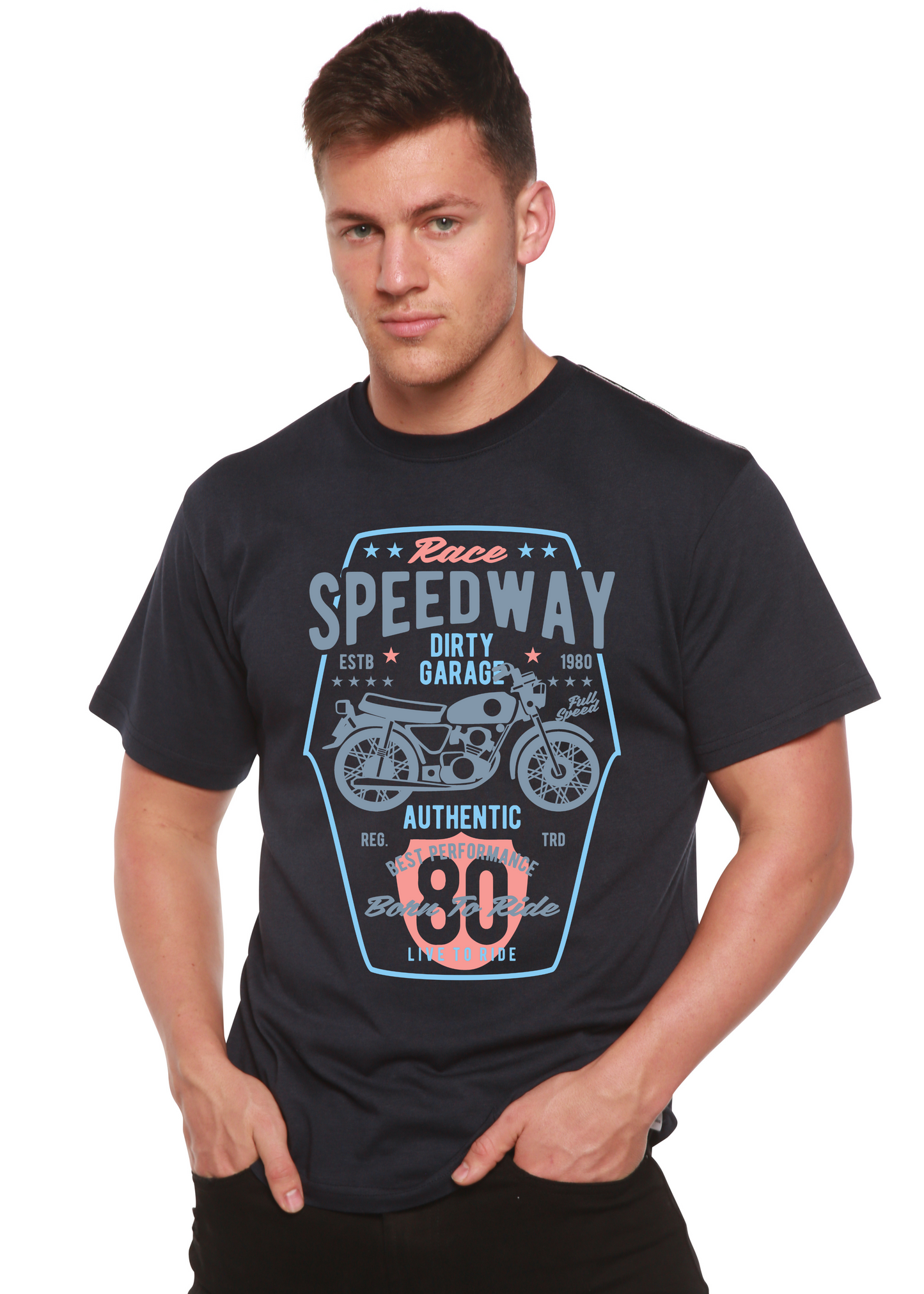 Speedway Motorcycle Spun Bamboo® Men's Bamboo Viscose/Organic Cotton Short Sleeve Graphic T-Shirt