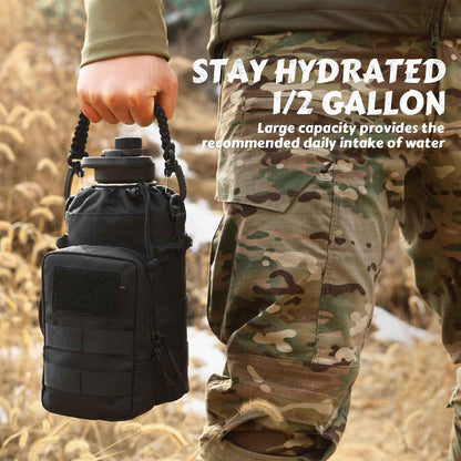 Votagoo 64Oz Half Gallon Stainless Steel Insulated Tactical Water Bottle with Metal Military Water Bottle Tactical Carrier Bag