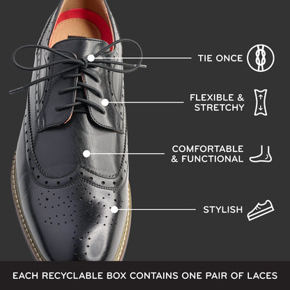Black Round Elastic Dress Shoe Laces