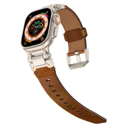 Leather Tactical Band for Apple Watch Ultra – 26mm Wide, Mecha-Style Connectors, Adventure-Ready