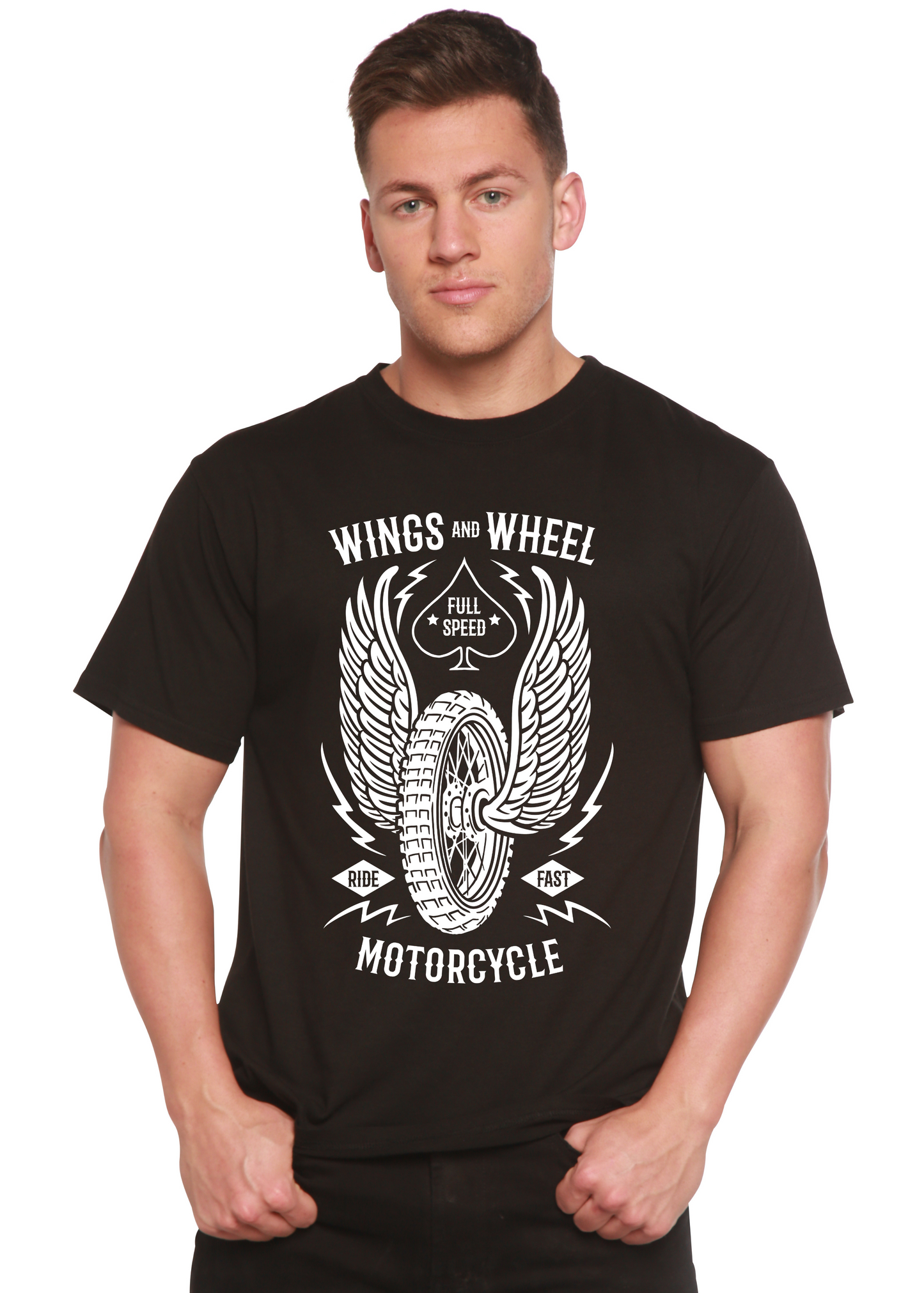 Wings And Wheel Spun Bamboo® Men's Bamboo Viscose/Organic Cotton Short Sleeve Graphic T-Shirt