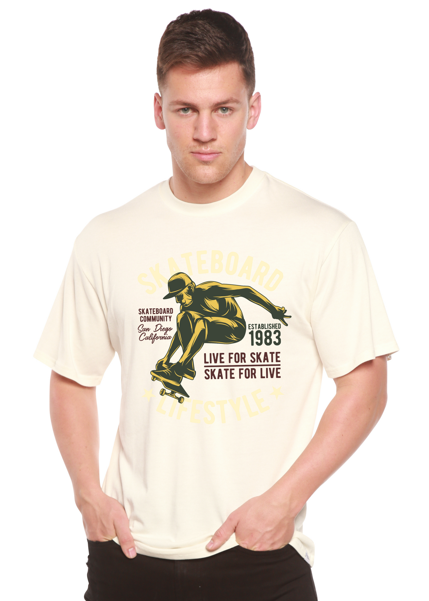 Skateboard Lifestyle Men's Bamboo Viscose/Organic Cotton Short Sleeve Graphic T-Shirt