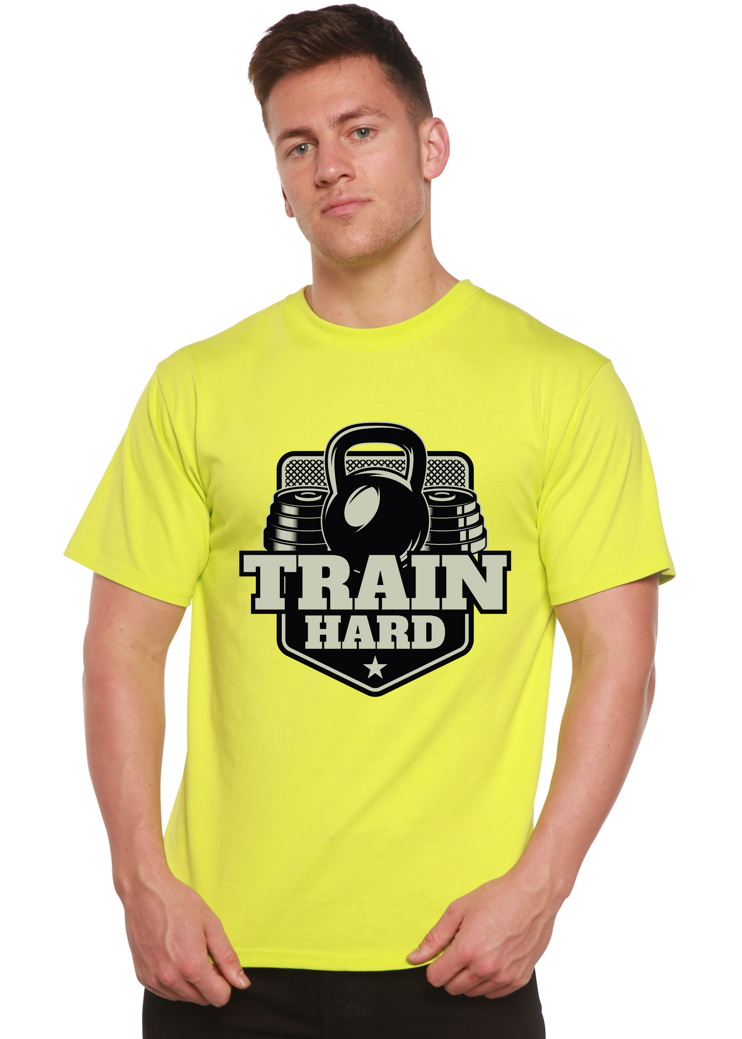 Train Hard Men's Bamboo Viscose/Organic Cotton Short Sleeve Graphic T-Shirt