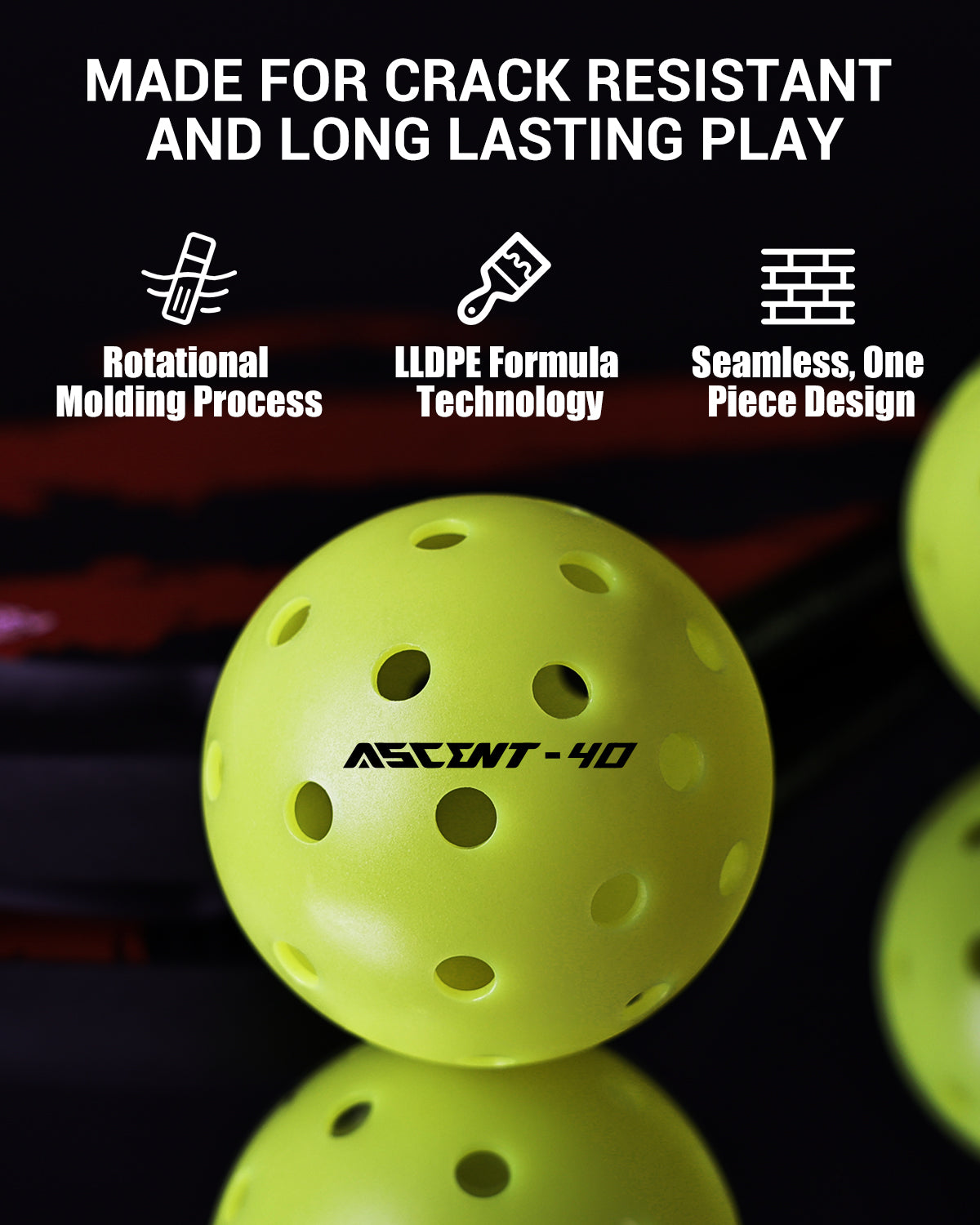 ASCENT OUTDOOR TOURNAMENT PICKLEBALLS - 12 PACK
