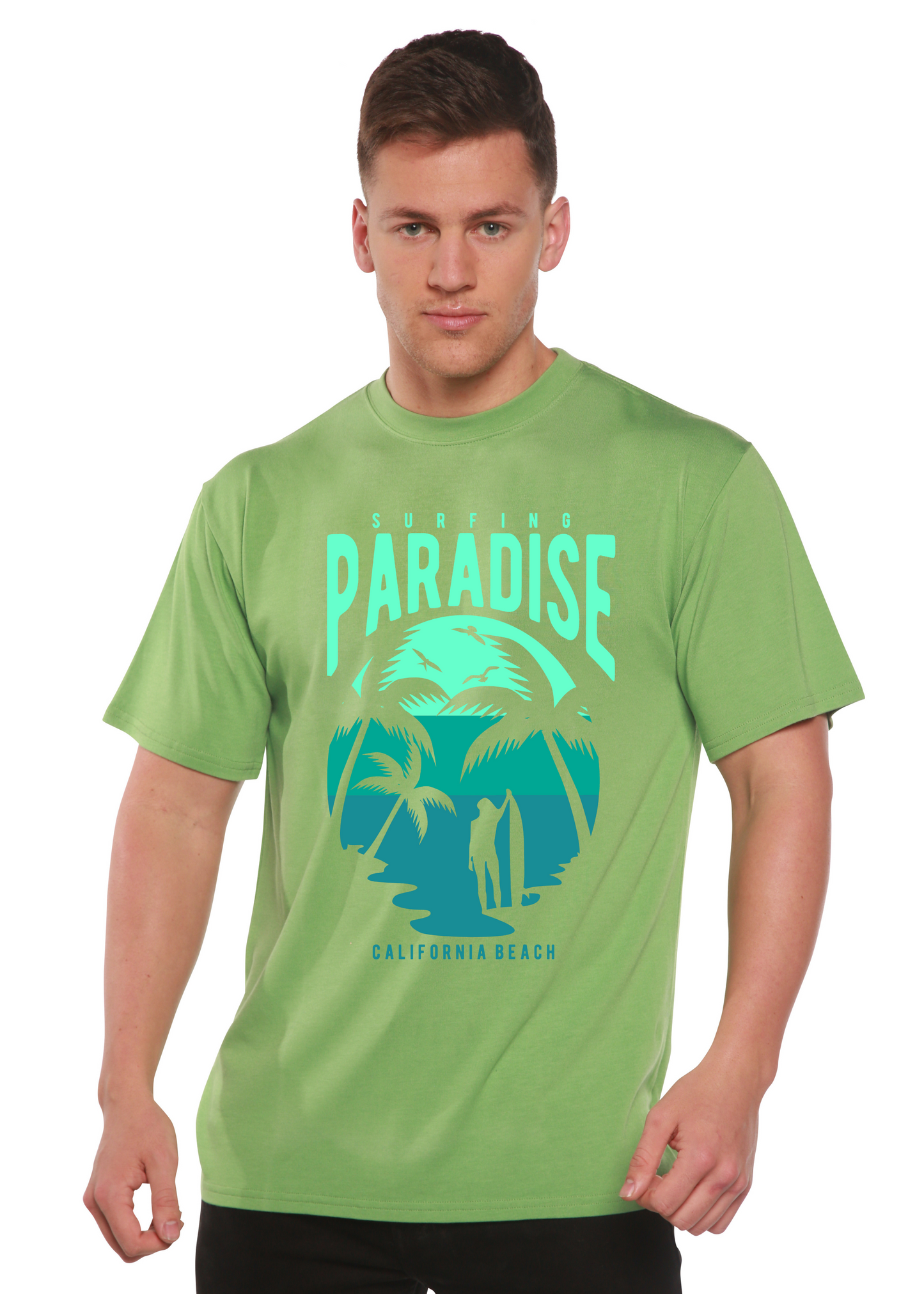 Surfing Paradise California Spun Bamboo® Men's Bamboo Viscose/Organic Cotton Short Sleeve Graphic T-Shirt