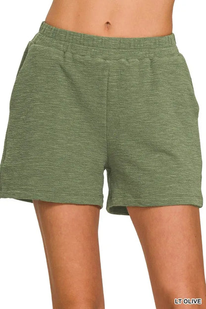 Zenana Cotton Slub Shorts