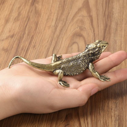 Brass Bearded Dragon Miniature Figurine