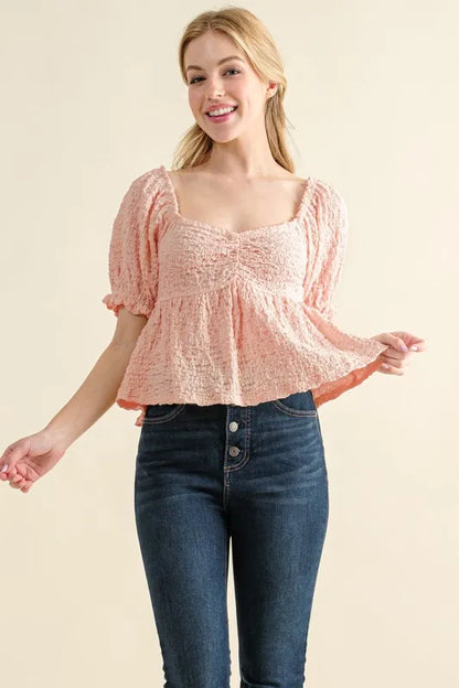 And The Why Lovely Textured and Smocked Top