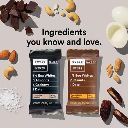 Rxbar Minis Protein Bars, Protein Snack, Snack Bars, Variety Pack, 7.3Oz Box (8 Bars)