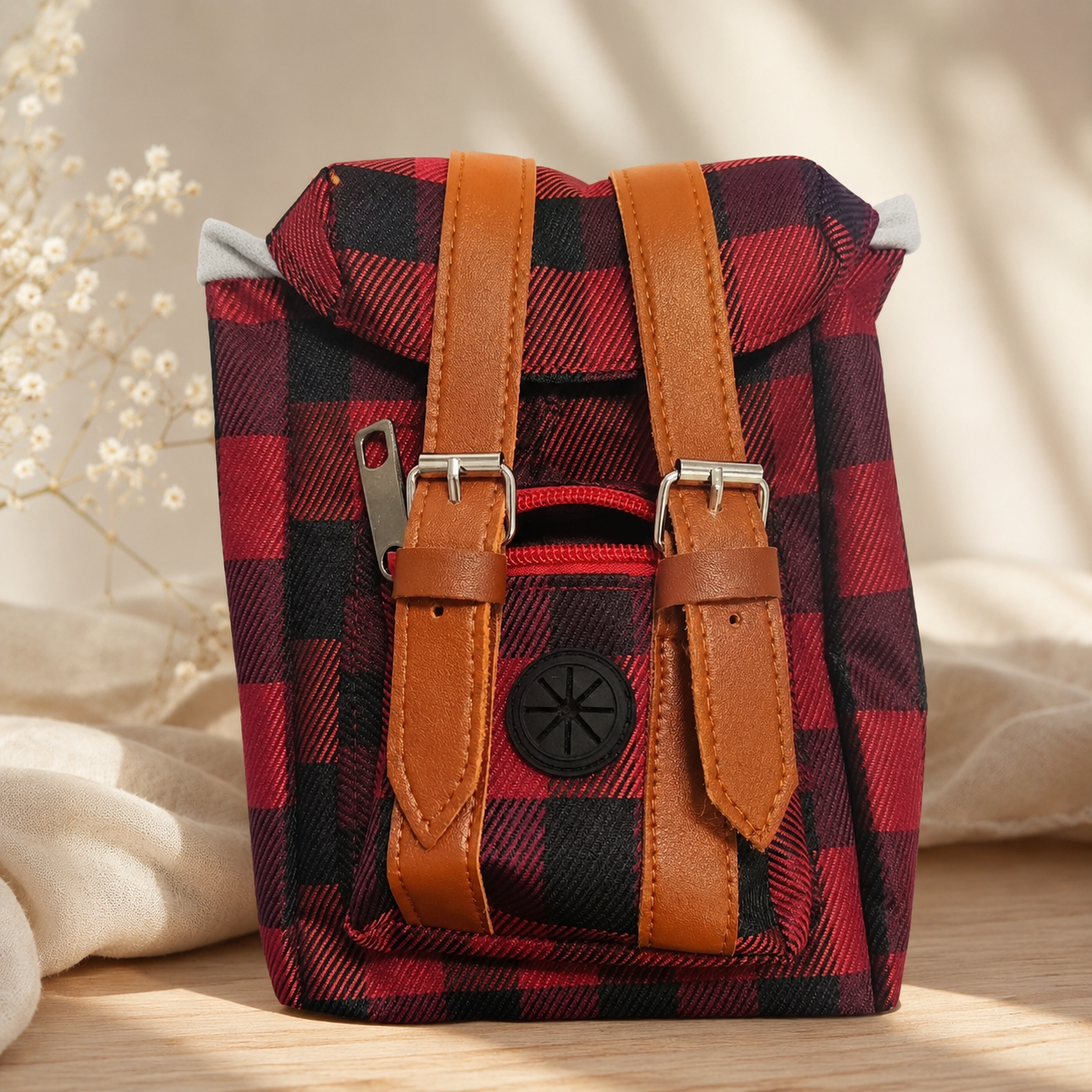 Gray Mini Dog Backpack with Waste-Bag Dispenser