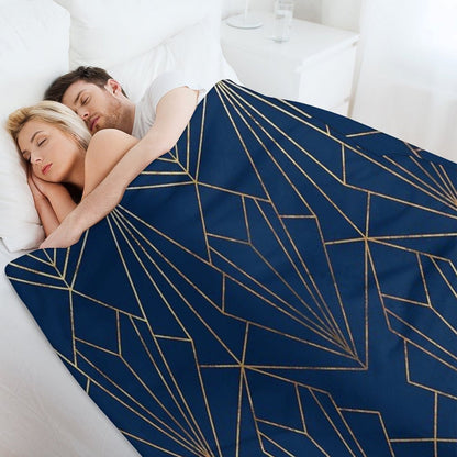 Art Deco in Navy Blue - Large Scale Throw Blanket
