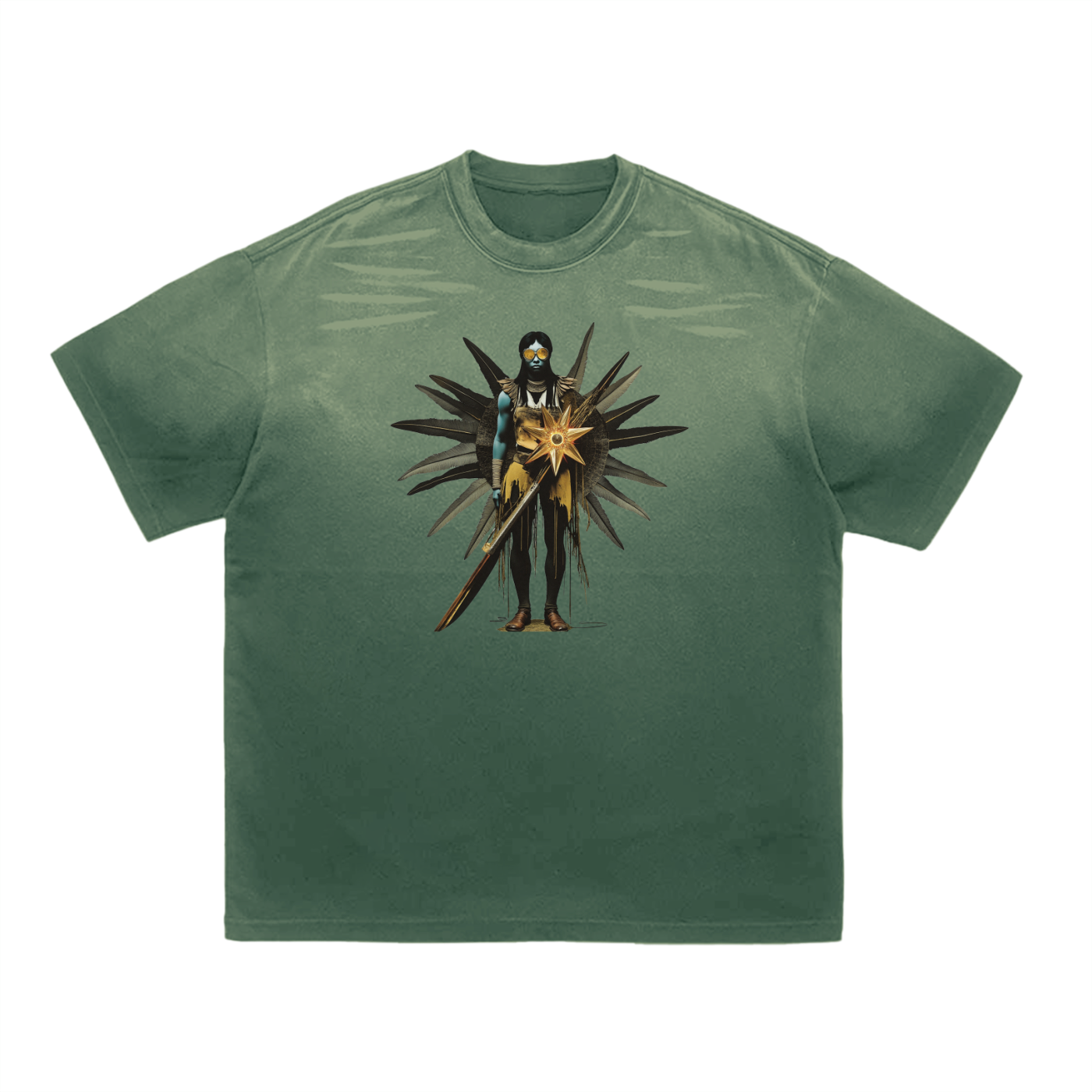 Amaru Khan Stars Deux Vintage Washed Tiger Stripes Dyed Gradient T-Shirt