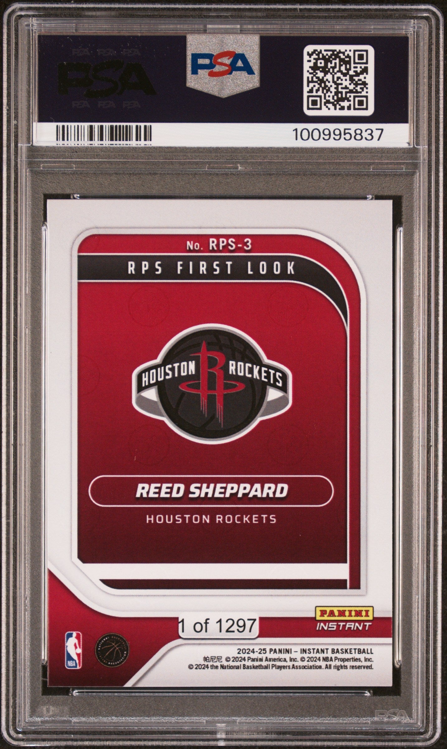 Graded 2024 Panini Instant NBA Reed Sheppard #3 RPS First Look Rookie RC Basketball Card PSA 9 Mint