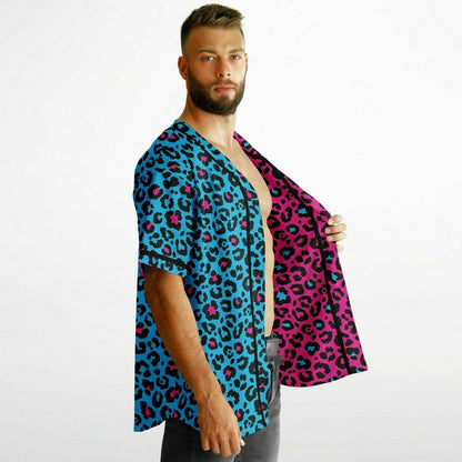 Pink and Blue Leopard Reversible Baseball Jersey