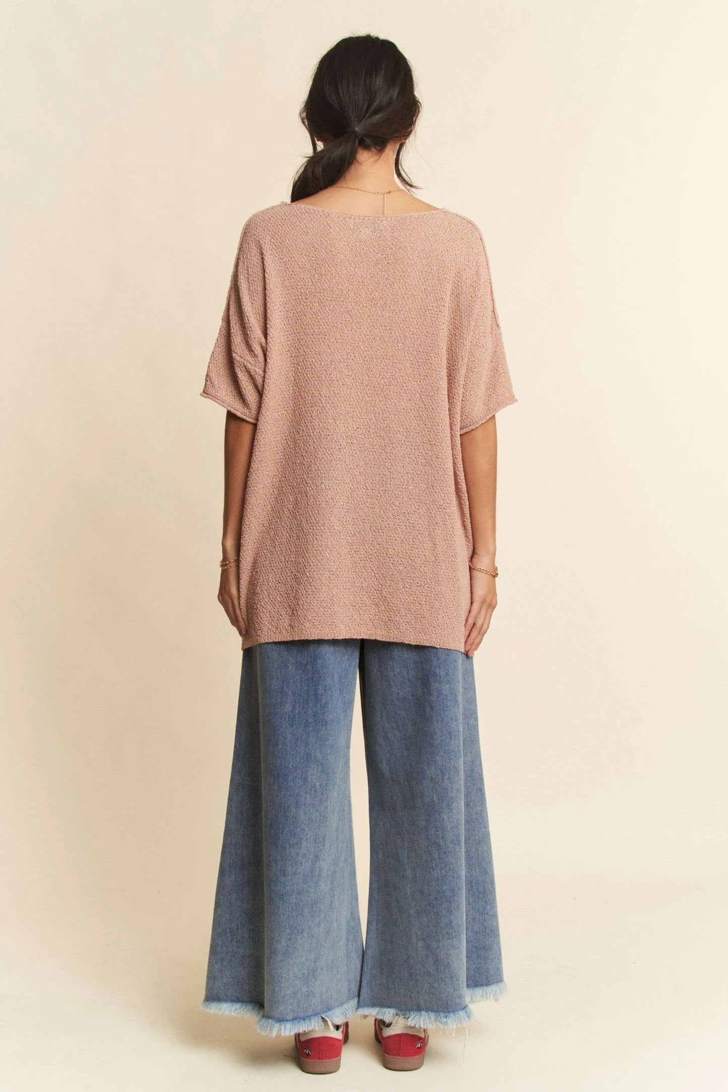 Davi & Dani Patch Pocket Wide Leg Culotte Jeans
