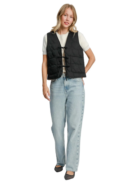 Heart Quilted Tie-Front Vest