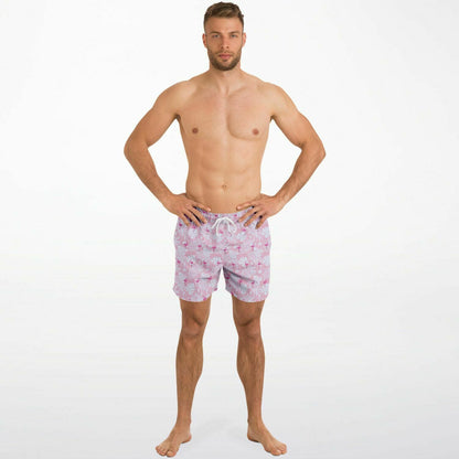 Rad Palm Party Like A Flock Star Pink Men's Swim Trunks
