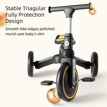 Kids 3 in 1 Tricycle Adjustable Seat Removable Pedals Toddler Ride On Bike