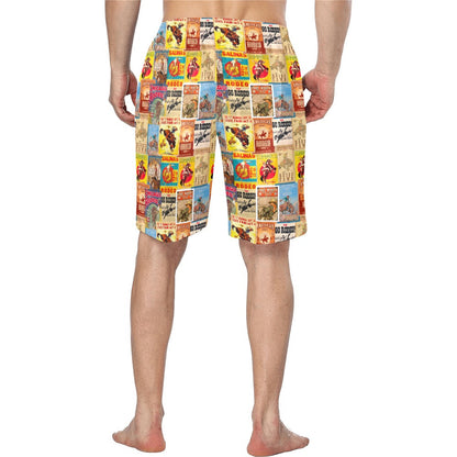 Baha Ranch Vintage Rodeo Poster Mens Western Swim Trunks Shorts