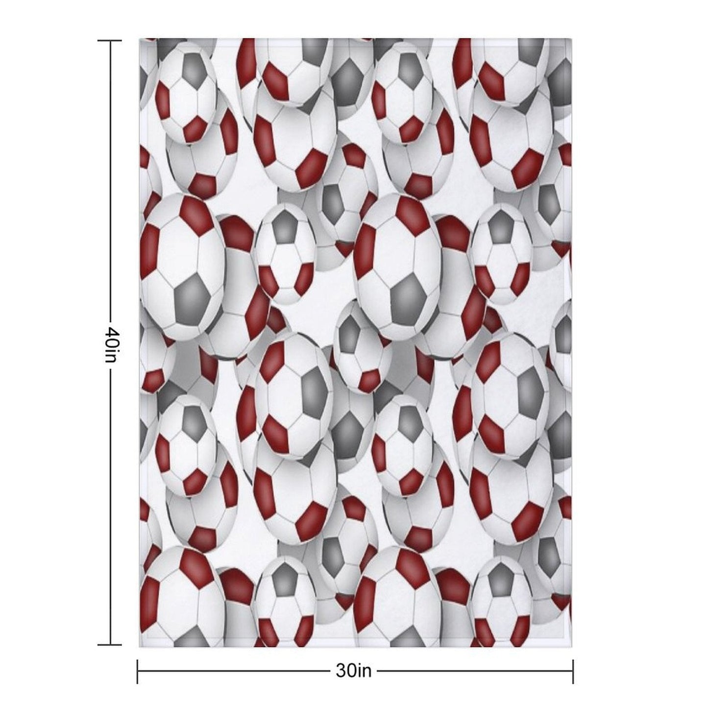 Maroon & Gray Soccer Balls Pattern Throw Blanket