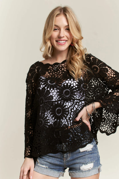 ADORA  Bell Sleeve Crochet Top