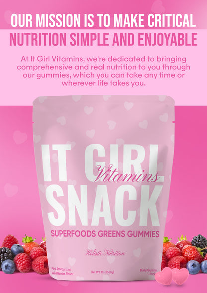 It Girl Snack - Superfoods Greens Gummies in Pink Starburst Flavor