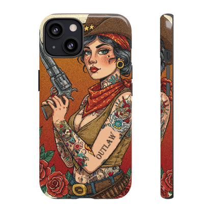 Vintage Western Tough Phone Case with Outlaw Design
