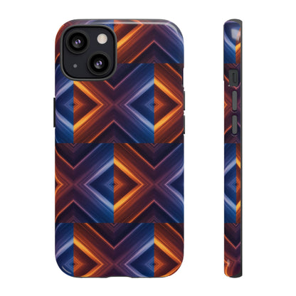 Stylish Tough Phone Case With Blue & Orange Abstract Design