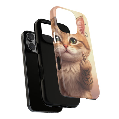 Evil Kitty Giving the Bird Tough Phone Case