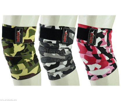 MRX Weightlifting Knee Wraps Gym Workout Lifting Wrap Camo Style Unisex
