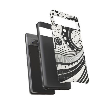 Artistic Black & White Swirl Tough Phone Case