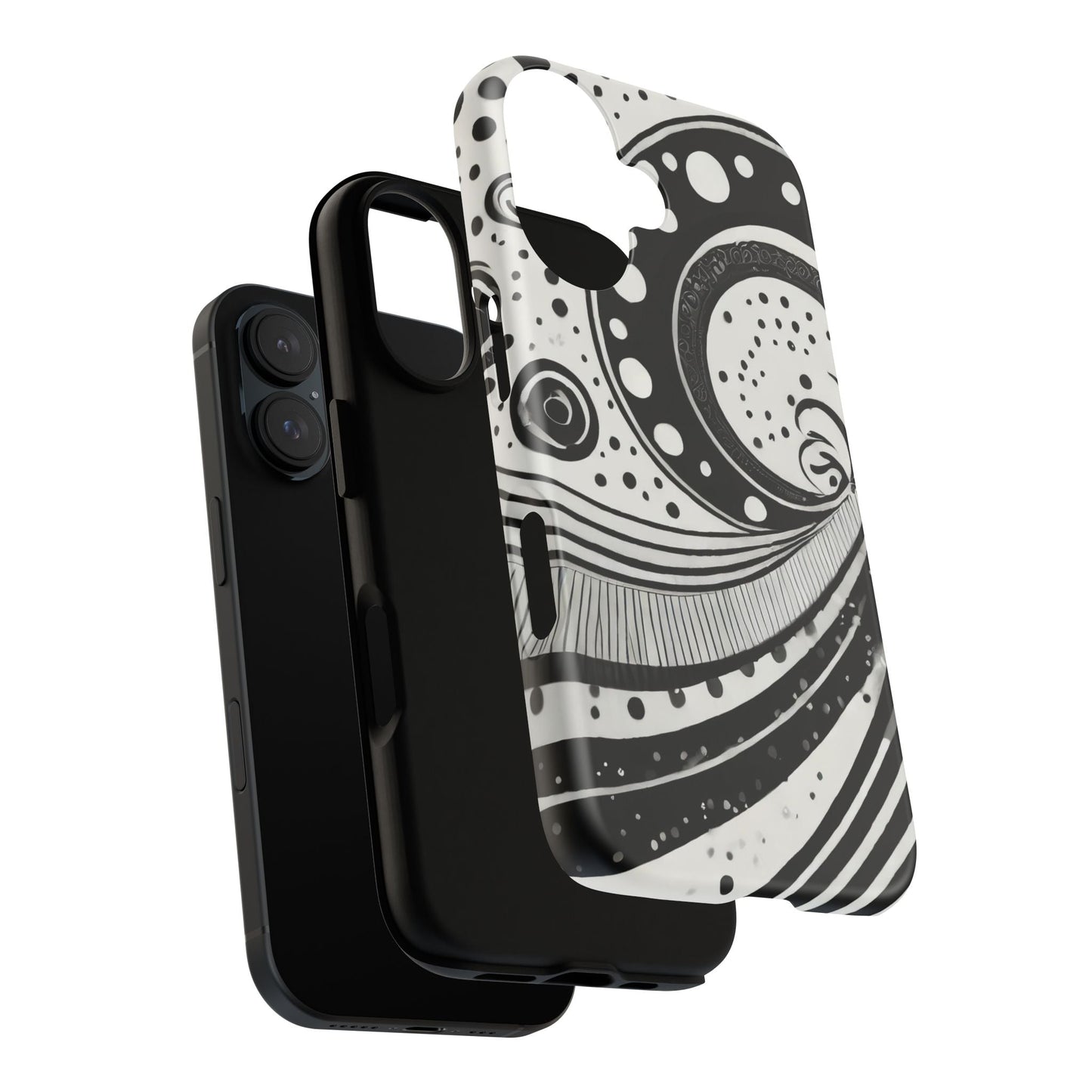 Artistic Black & White Swirl Tough Phone Case
