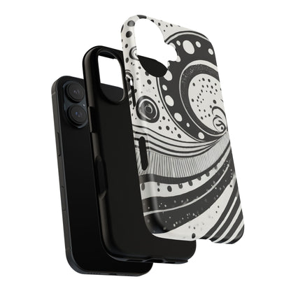 Artistic Black & White Swirl Tough Phone Case