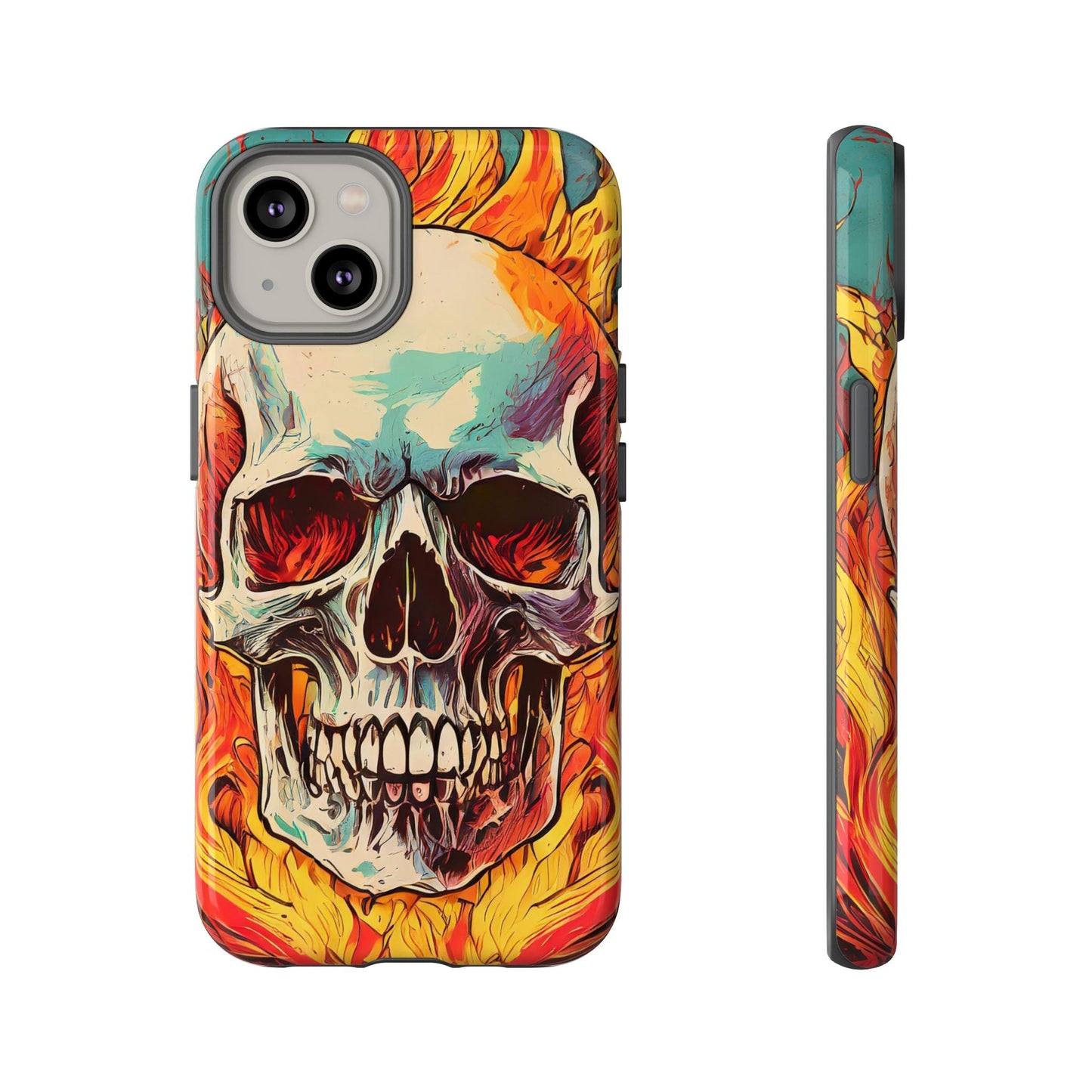 Flaming Skull Tough Phone Case