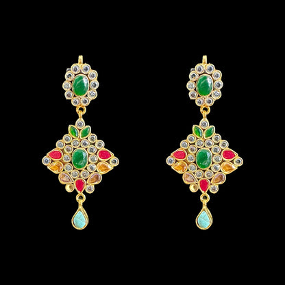 DER581 kundan earrings in multicolor ( READY TO SHIP )