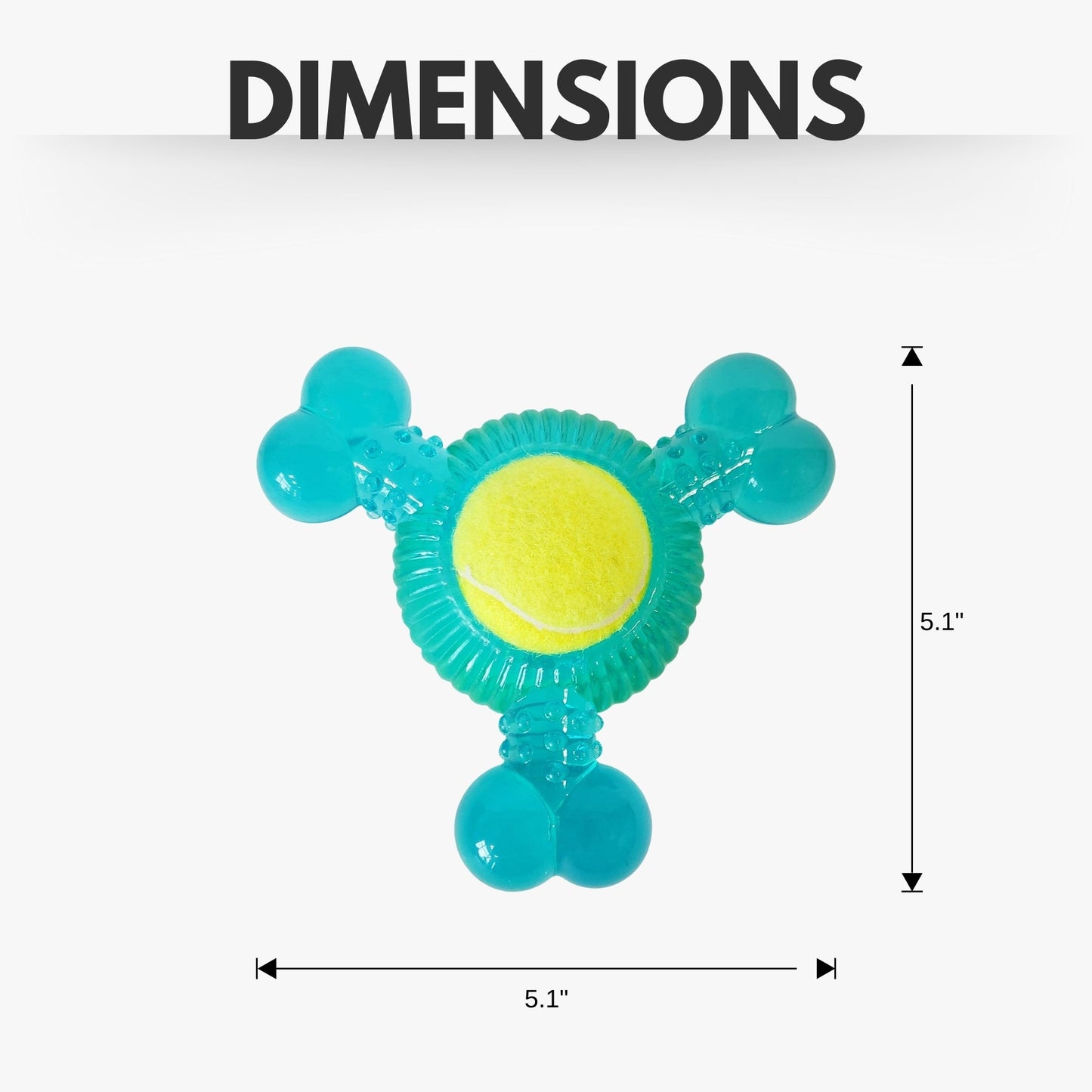 3-Bone TPR Chew Toy with Squeaker & Tennis Ball for Dogs – Removable Ball & Interactive Play