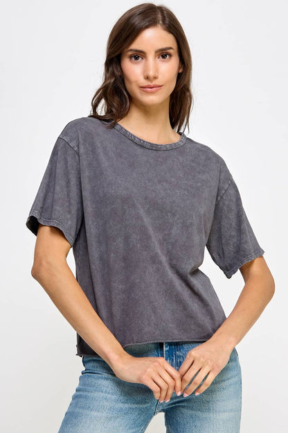 Mineral Washed Long Cropped T-Shirt