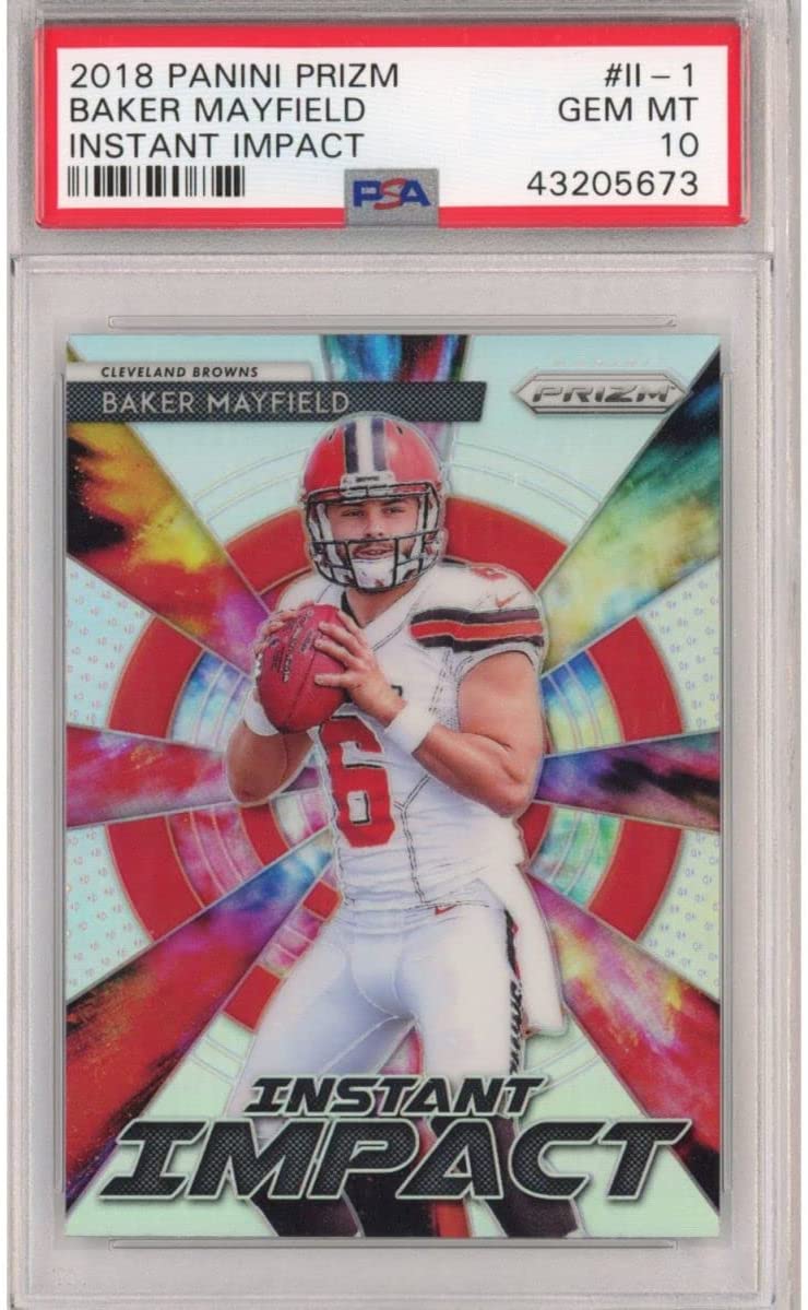 Graded 2018 Panini Prizm Baker Mayfield #II-1 Instant Impact Rookie RC Football Card PSA 10 Gem Mint