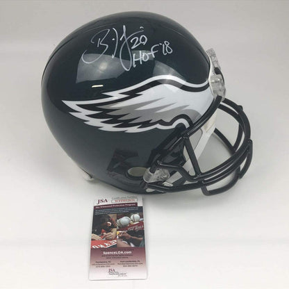 Autographed/Signed Brian Dawkins HOF 18 Philadelphia Eagles Full Size FS F/S Replica Football Helmet JSA COA