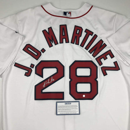 Autographed/Signed JD J.D. Martinez Boston White Baseball Jersey Steiner Sports COA