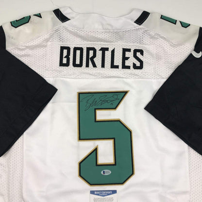 Autographed/Signed Blake Bortles Jacksonville White Football Jersey Beckett BAS COA